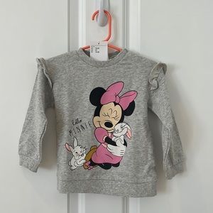 H&M x Disney Minnie Mouse grey sweatshirt size 2T, brand new with tags